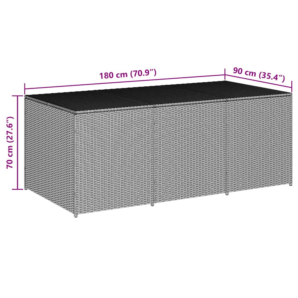 Garden Storage Box Poly Rattan 180x90x70 cm Grey