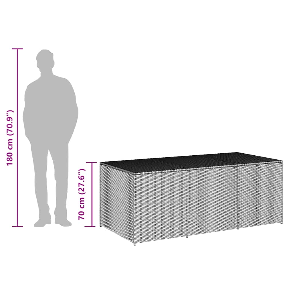 Garden Storage Box Poly Rattan 180x90x70 cm Grey