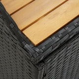Garden Storage Bench 120 cm Poly Rattan Black - Low Angle