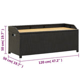 Garden Storage Bench 120 cm Poly Rattan Black - Extra Image