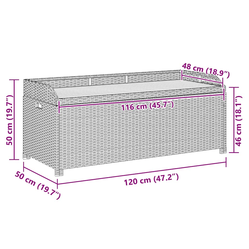 Garden Storage Bench 120 cm Poly Rattan Black