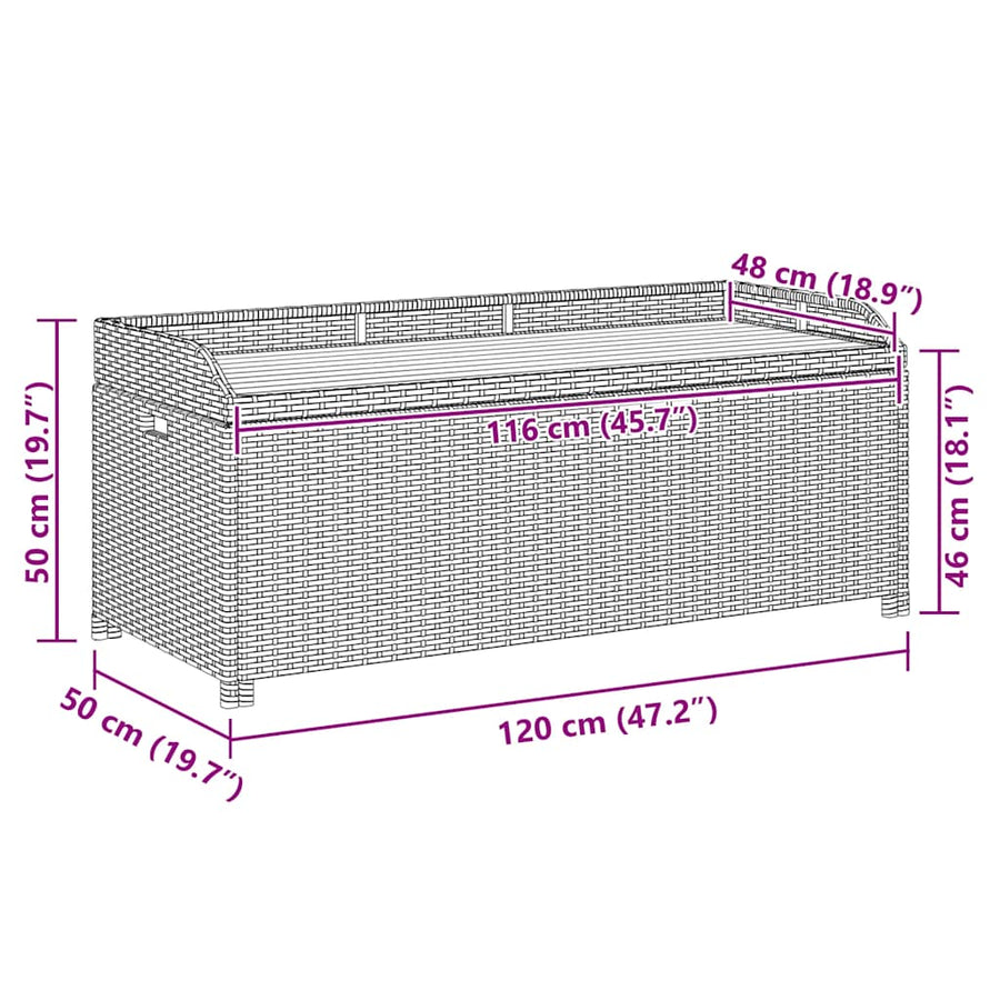 Garden Storage Bench 120 cm Poly Rattan Black