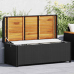 Garden Storage Bench 120 cm Poly Rattan Black