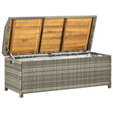 Garden Storage Bench 120 cm Poly Rattan Grey - Side View