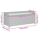 Garden Storage Bench 120 cm Poly Rattan Grey