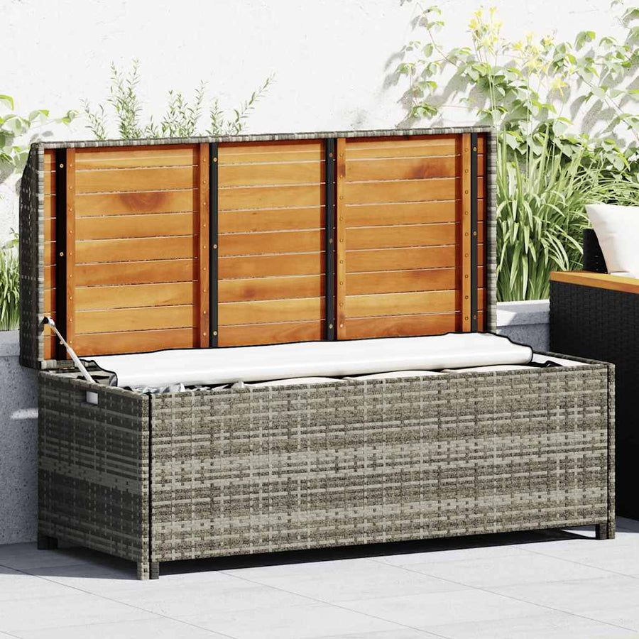 Garden Storage Bench 120 cm Poly Rattan Grey