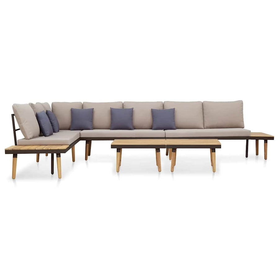7-Seater Garden Lounge Set with Cushions Brown