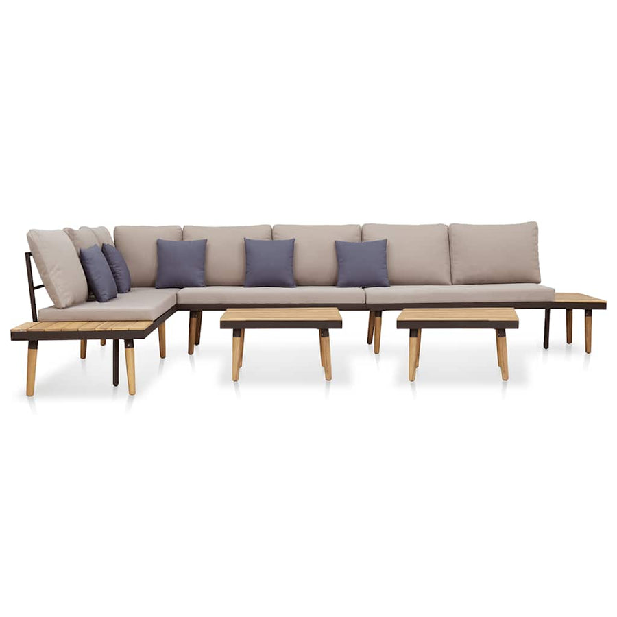 7-Seater Garden Lounge Set with Cushions Brown