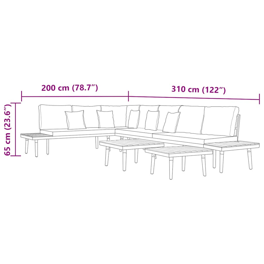 7-Seater Garden Lounge Set with Cushions Brown
