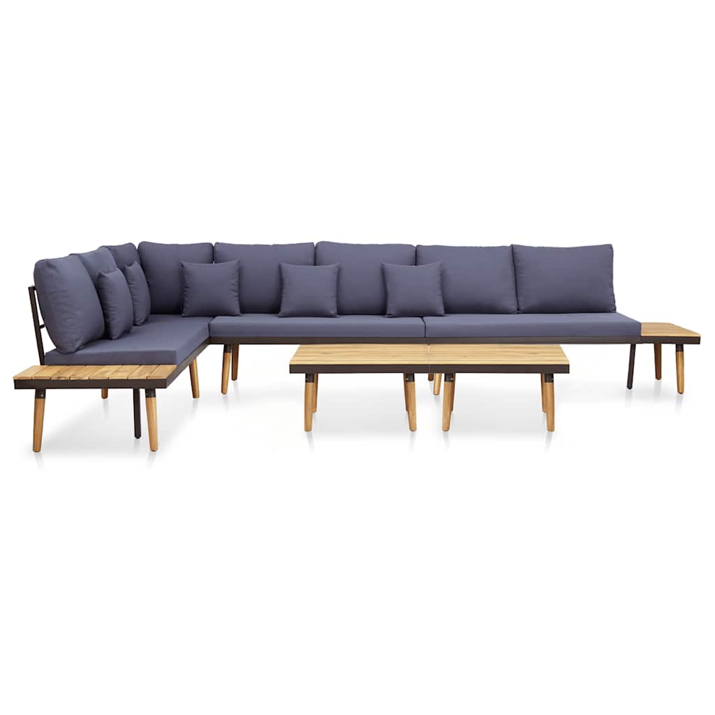 7-Seater Garden Lounge Set with Cushions Solid Acacia Wood Brown