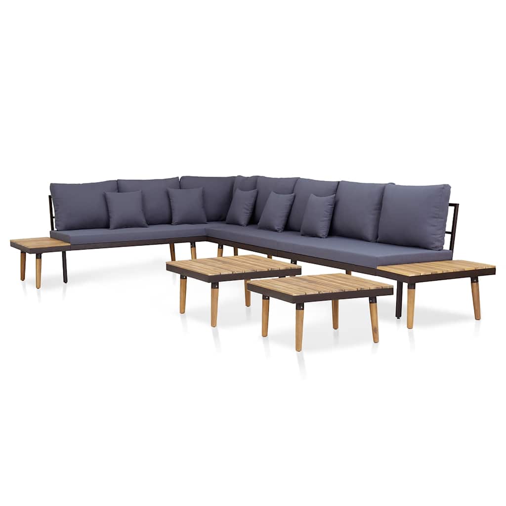 7-Seater Garden Lounge Set with Cushions Solid Acacia Wood Brown