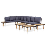 7-Seater Garden Lounge Set with Cushions Solid Acacia Wood Brown
