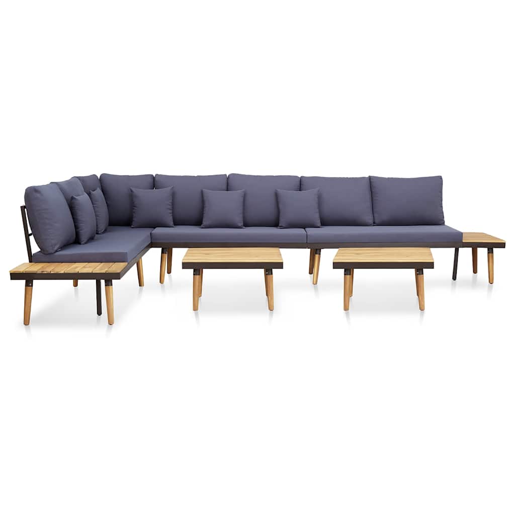 7-Seater Garden Lounge Set with Cushions Solid Acacia Wood Brown
