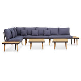 7-Seater Garden Lounge Set with Cushions Solid Acacia Wood Brown