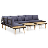 7-Seater Garden Lounge Set with Cushions Solid Acacia Wood Brown - Top-Down View