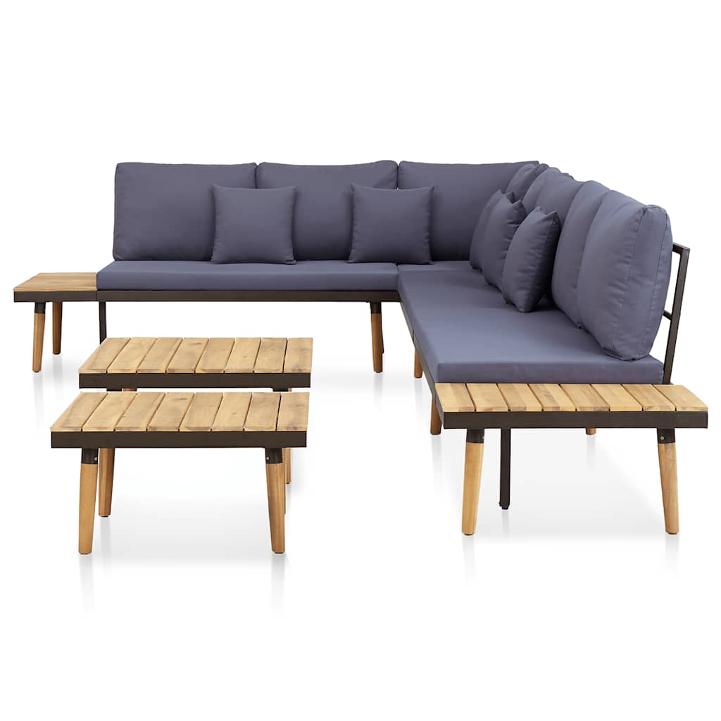 7-Seater Garden Lounge Set with Cushions Solid Acacia Wood Brown