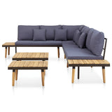 7-Seater Garden Lounge Set with Cushions Solid Acacia Wood Brown