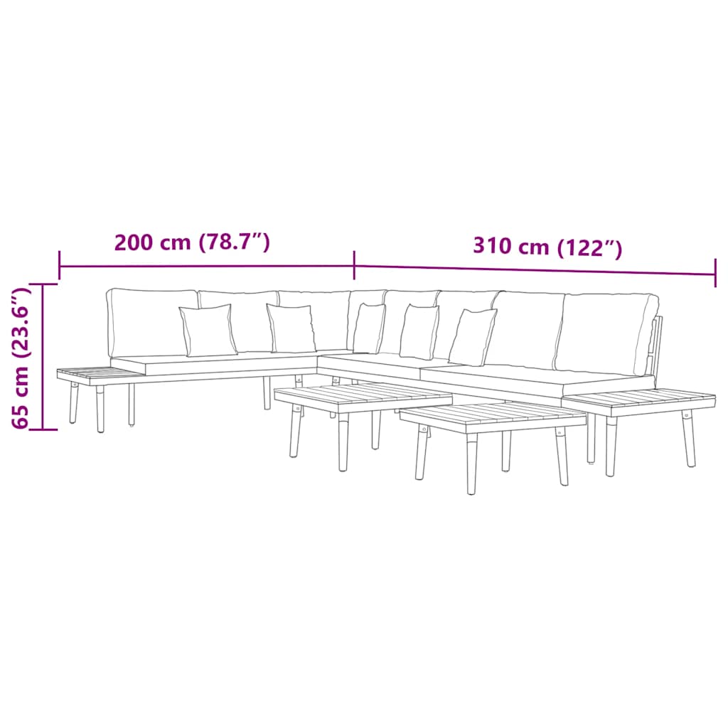 7-Seater Garden Lounge Set with Cushions Solid Acacia Wood Brown