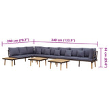 8-Seater Garden Lounge Set with Cushions Solid Acacia Wood - Low Angle
