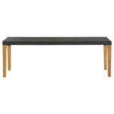 Garden Bench 80 cm Poly Rattan Black - Front View