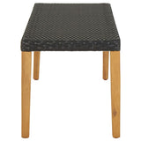 Garden Bench 80 cm Poly Rattan Black - Side View