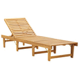 Folding Sun Lounger with Cushion Solid Acacia Wood - Side View