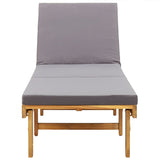 Folding Sun Lounger with Cushion Solid Acacia Wood - Top-Down View