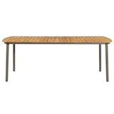 Garden Table 200x100x72cm Solid Acacia Wood and Steel - Front View