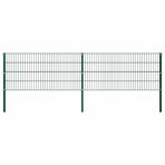 Fence Panel with Posts Iron 349x80 cm Green