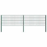 Fence Panel with Posts Iron 349x80 cm Green