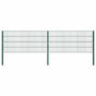 Fence Panel with Posts Iron 349x80 cm Green