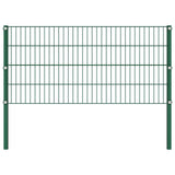 Fence Panel with Posts Iron 349x80 cm Green