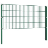 Fence Panel with Posts Iron 349x80 cm Green - Side View