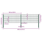 Fence Panel with Posts Iron 349x80 cm Green