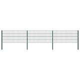 Fence Panel with Posts Iron 522x80 cm Green