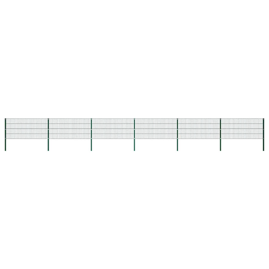 Fence Panel with Posts Iron 1040x80 cm Green