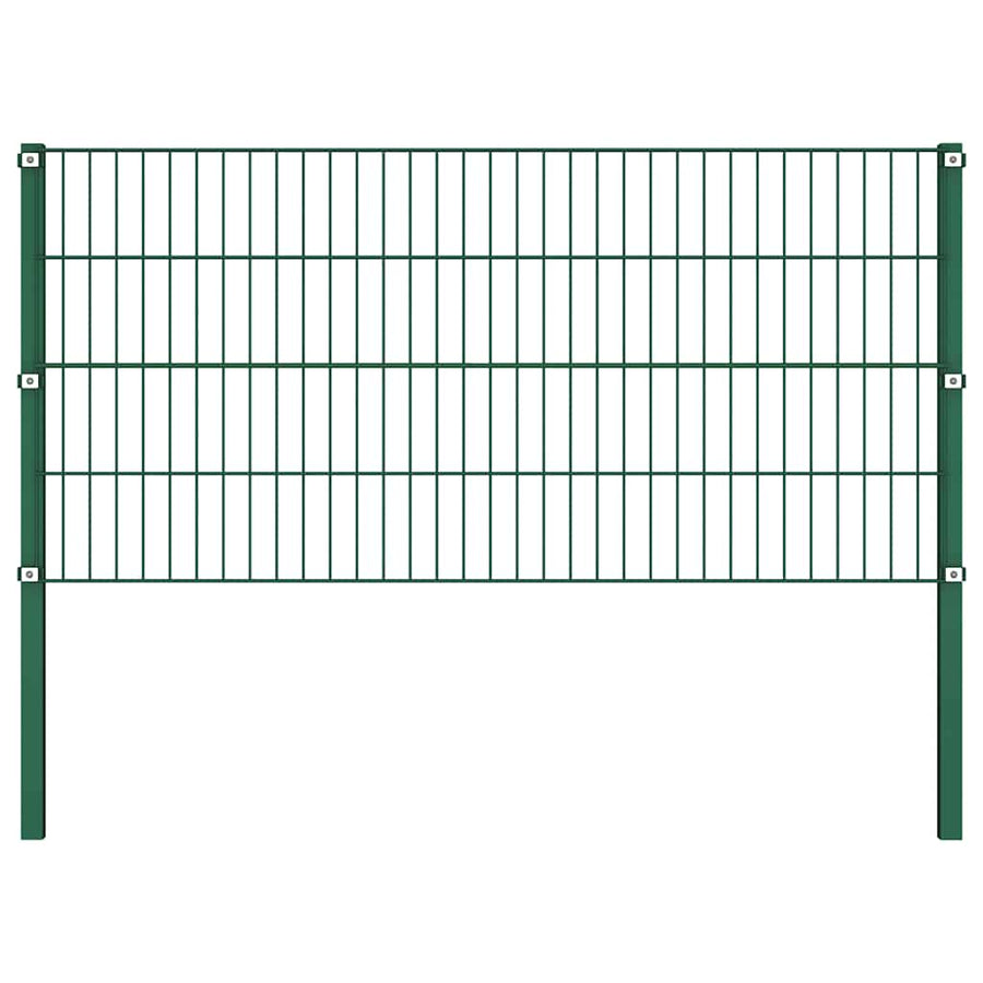 Fence Panel with Posts Iron 1040x80 cm Green