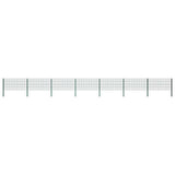 Fence Panel with Posts Iron 1212x80 cm Green