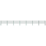 Fence Panel with Posts Iron 1212x80 cm Green