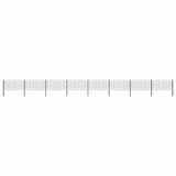 Fence Panel with Posts Iron 1385x80 cm Green