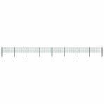 Fence Panel with Posts Iron 1385x80 cm Green