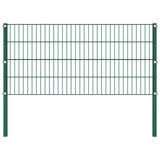 Fence Panel with Posts Iron 1385x80 cm Green