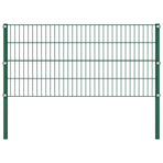 Fence Panel with Posts Iron 1385x80 cm Green