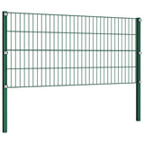 Fence Panel with Posts Iron 1385x80 cm Green