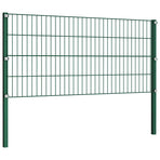 Fence Panel with Posts Iron 1385x80 cm Green
