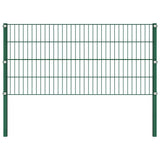 Fence Panel with Posts Iron 1730x80 cm Green