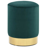 Stool Dark Green and Gold Velvet 28 x 36 cm