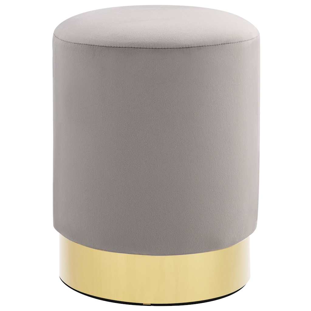 Stool Light Grey and Gold Velvet 28 x 36 cm