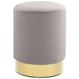 Stool Light Grey and Gold Velvet 28 x 36 cm
