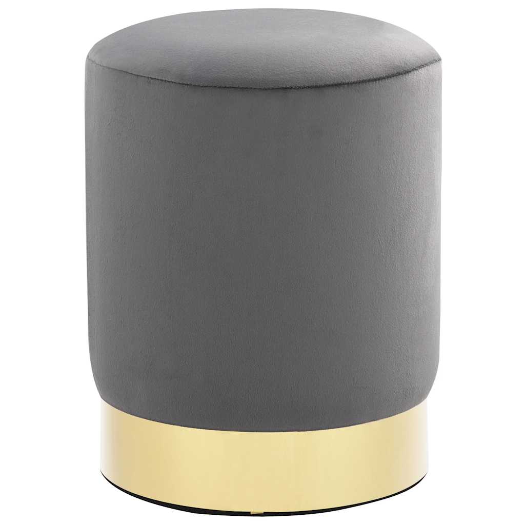 Stool Dark Grey and Gold Velvet 28 x 36 cm